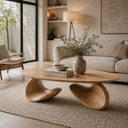 Sculptural Coffee Table Set – Solid Wood Modern Tables for Living Room Decor