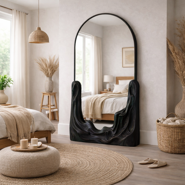 Handmade Wooden Mirror - Sculptural Wall Decor for Modern Interiors Main Image