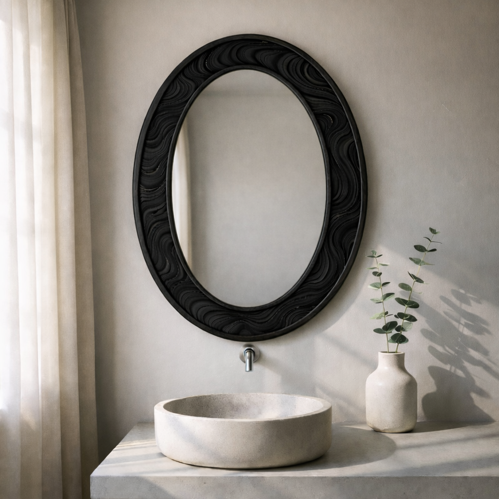 Solid Wood Wall Mirror – Modern Natural Bathroom Mirror Design