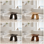 Curved Wood Bathroom Stool – Solid Wood Low Spa Seat for Bathroom Decor