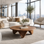 Sculptural Petal Base Wood Coffee Table