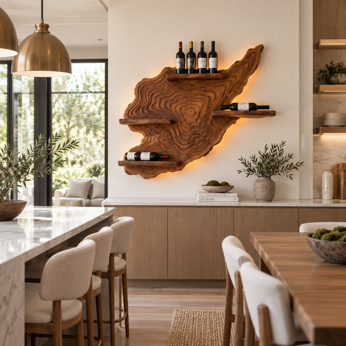 Live Edge Wood Wall Wine Rack