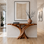 Sculptural Fluted Wood Console Table