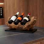 Wooden Wine Bottle Holder – Natural Tabletop Display