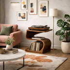 Record Player Stand – Sculptural Solid Wood Stand with Vinyl Storage