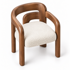 Sculptural Wood Frame Bouclé Armchair