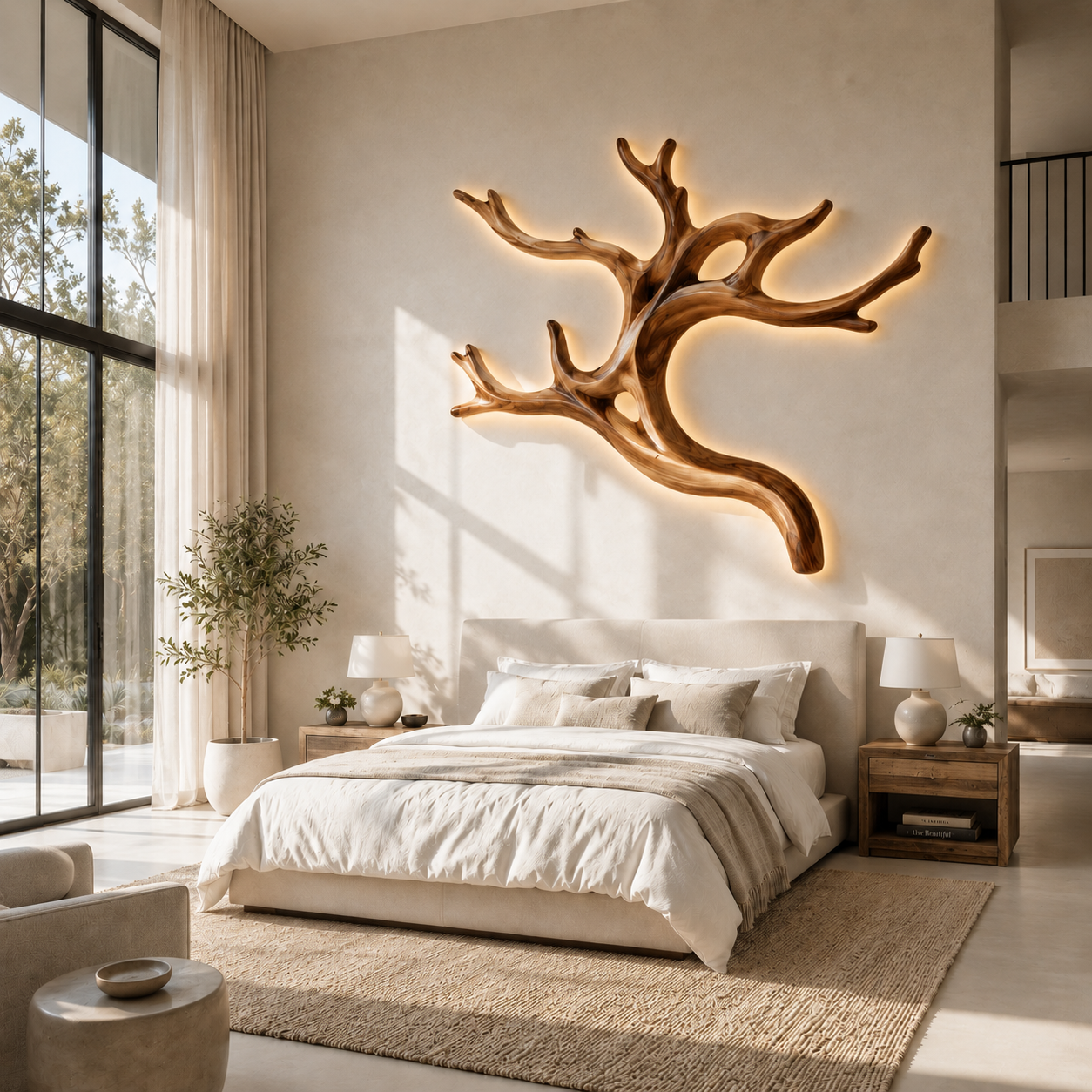 Tree Branch Wood Wall Art – Solid Wood Backlit Wall Decor for Bedroom Decor