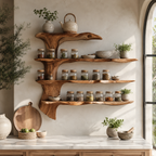 Wall-Mounted Spice Rack – Solid Wood Kitchen Organizer Shelf