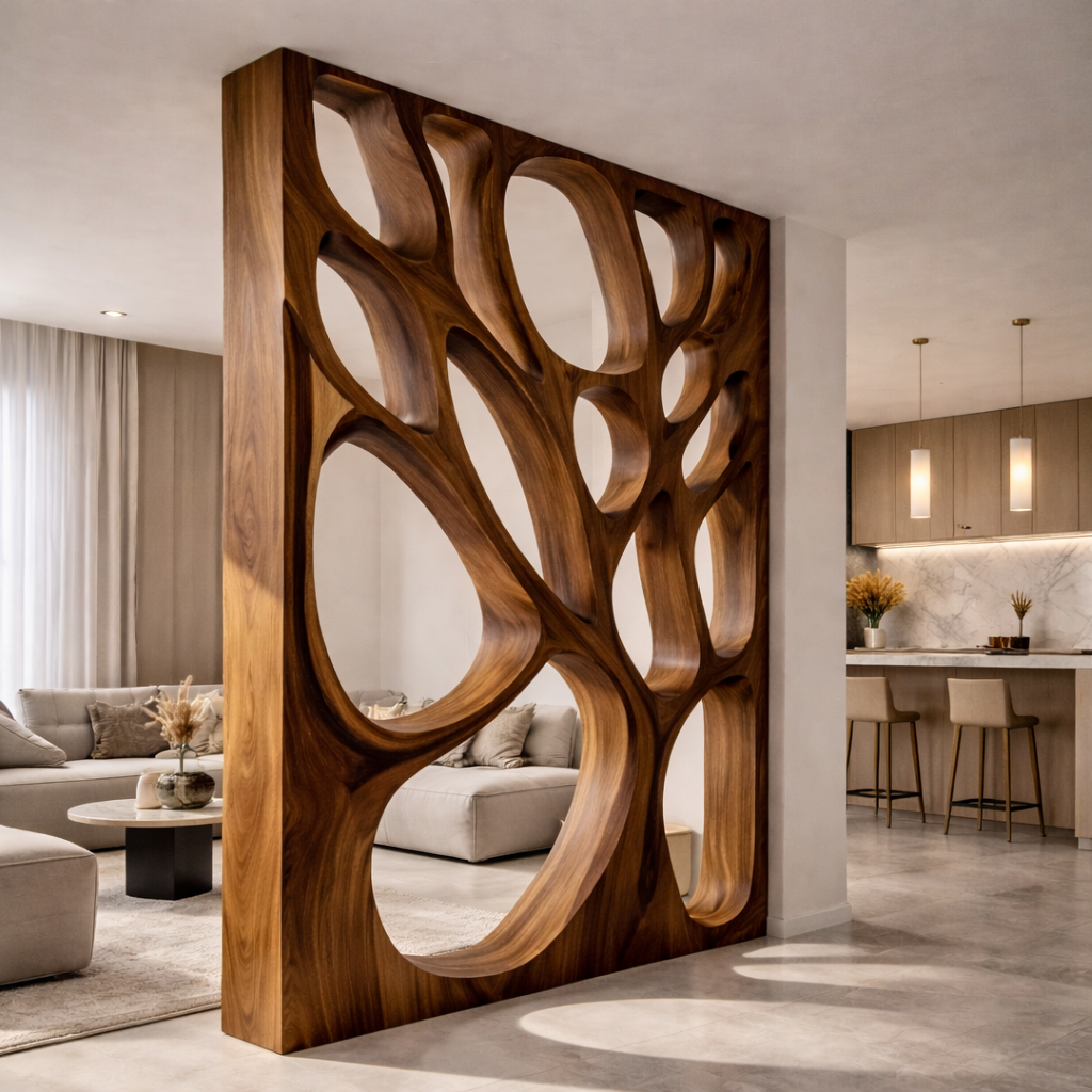 Decorative Room Divider – Solid Wood Modern Panel for Living Room Decor