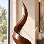 Spiral Flame Wood Floor Sculpture