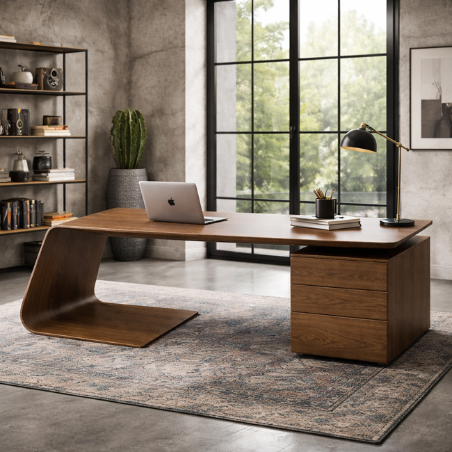 Solid Wood Desk – Handmade Wooden Desk for Modern Office Hover Image