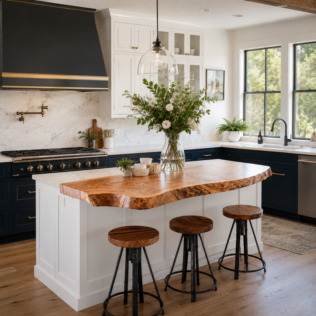 Live Edge Wood Kitchen Island Top – Solid Wood Countertop Extension for Kitchen Decor