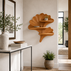 Shell Wood Wall Shelf – Solid Wood Floating Display Shelf for Home Office Decor