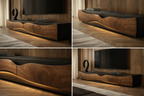 Solid Wood Wave Media Console – Sculptural Low-Profile TV Stand