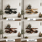 Branch Wood Wall Wine Rack – Solid Wood Bottle and Glass Display Shelf for Kitchen Decor