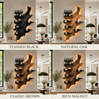 Live Edge Wood Wine Rack – Solid Wood Backlit Bottle Display Shelf for Kitchen Decor