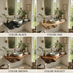 Live Edge Wood Floating Vanity – Solid Wood Wall Mounted Sink Console for Bathroom Decor