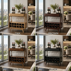 Wood Wine Rack Cabinet – Solid Wood Bar Storage Stand for Dining Room Decor