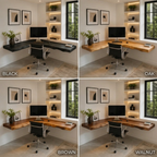 Live Edge Corner Desk – Solid Wood Floating Computer Desk for Home Office Decor