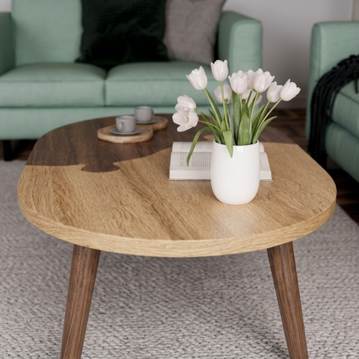 Two-Tone Puzzle Wood Coffee Table