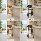 Wood Bar Stool – Solid Wood Counter Chair for Kitchen Island Decor