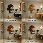 Ginkgo Leaf Wood Bathroom Shelf – Solid Wood Wall Mounted Display Shelf for Bathroom Decor
