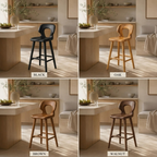 Sculptural Wood Bar Stool – Solid Wood Counter Chair for Kitchen Island Decor