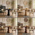 Round Wood Dining Table – Solid Wood Pedestal Table with Sculptural Ball Base for Dining Room Decor
