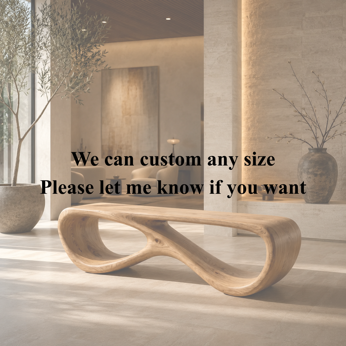 Infinity Bench – Sculptural Solid Wood Bench for Modern Living Room