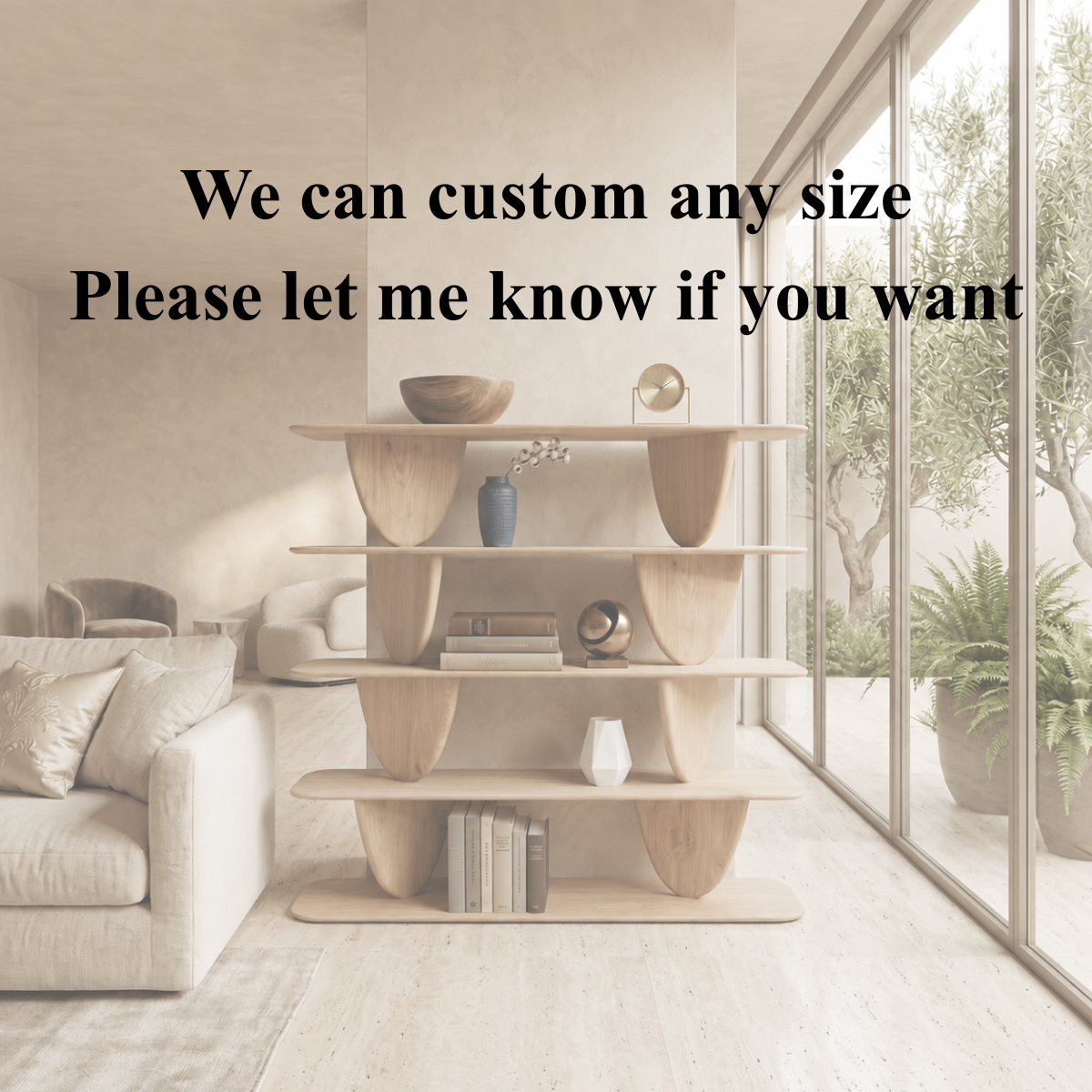 Geometric Bookcase – Solid Wood Display Shelf for Living Room