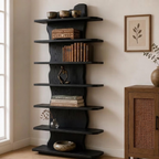Tall Bookcase – Solid Wood Display Shelf for Living Room
