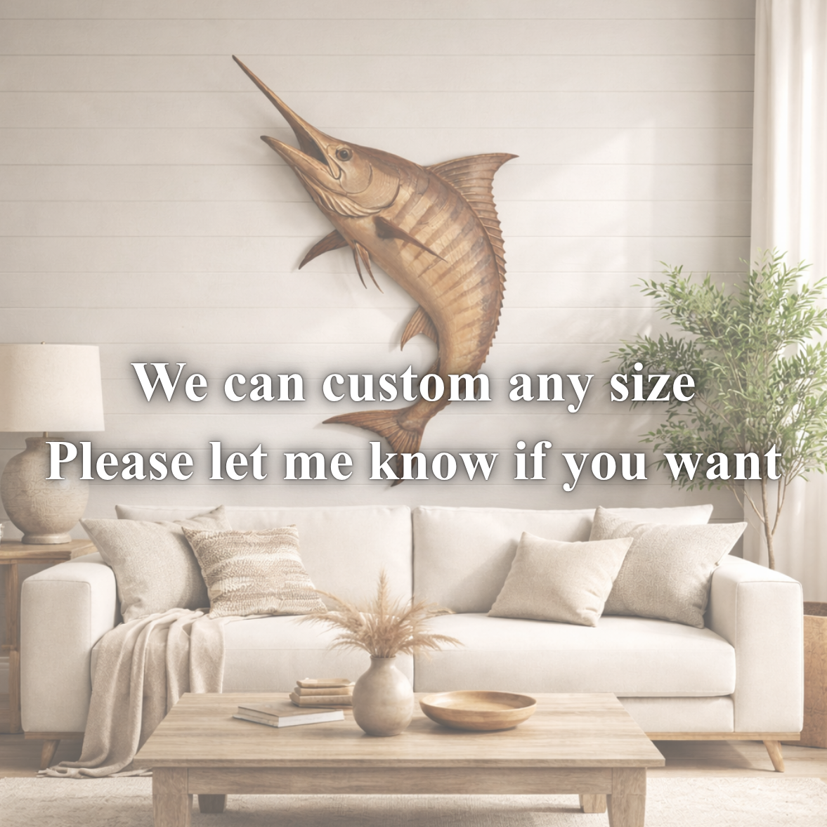 Marlin Wall Art – Solid Wood Decorative Panel for Coastal Home Decor