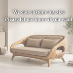 Sculptural Sofa Bench – Solid Wood Lounge Bench with Cushioned Seat
