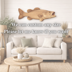 Largemouth Bass Wall Art – Solid Wood Decorative Panel for Fishing Cabin Decor