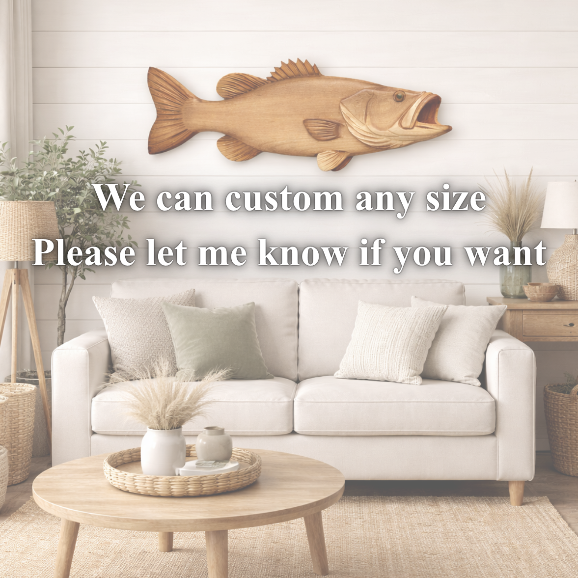 Largemouth Bass Wall Art – Solid Wood Decorative Panel for Fishing Cabin Decor