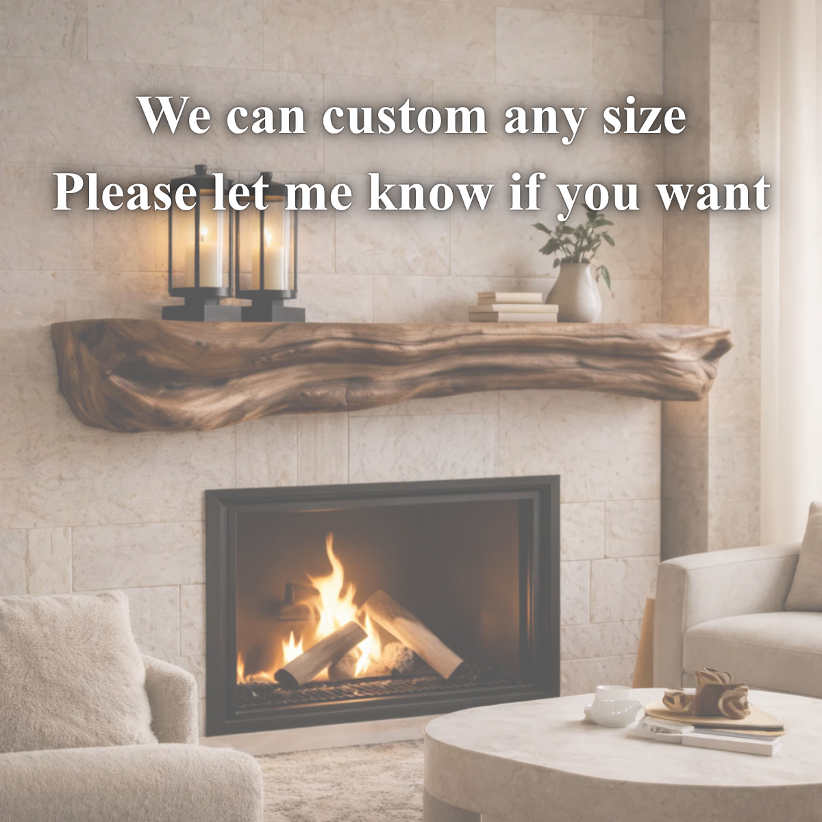 Live Edge Mantel Shelf – Rustic Solid Wood Fireplace Shelf