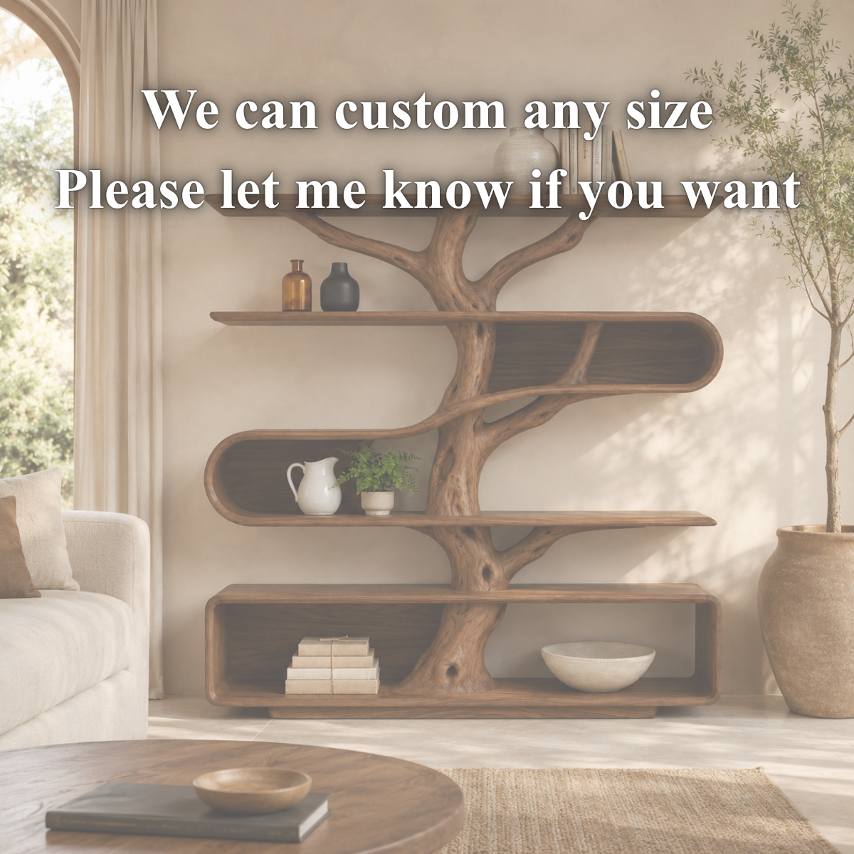 Tree Branch Bookcase – Sculptural Solid Wood Display Shelf