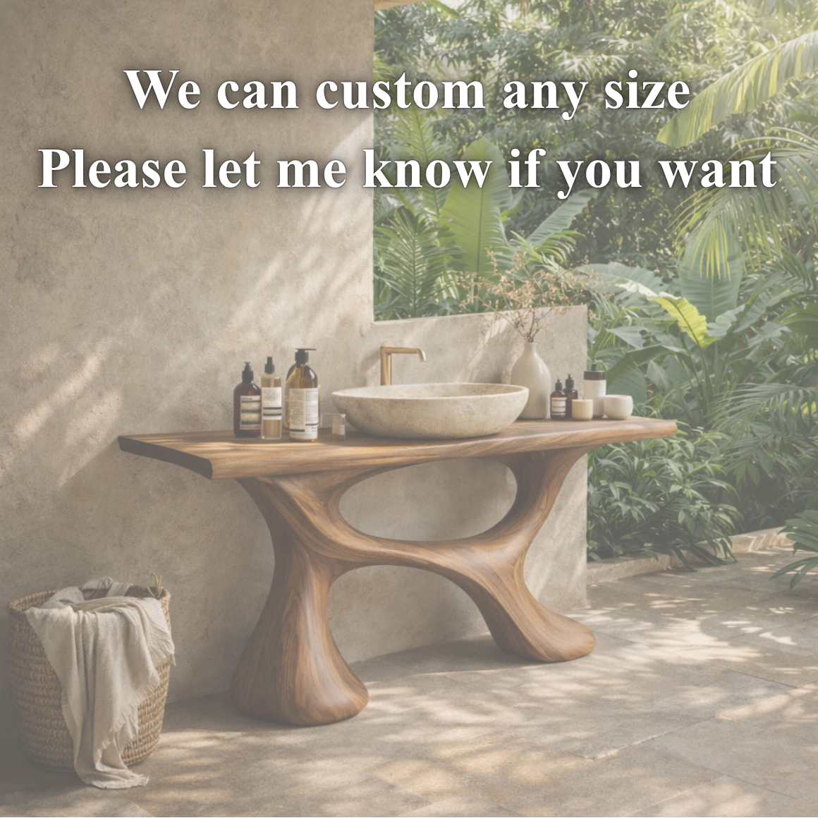 Sculptural Bathroom Vanity – Solid Wood Modern Vanity for Bathroom Decor