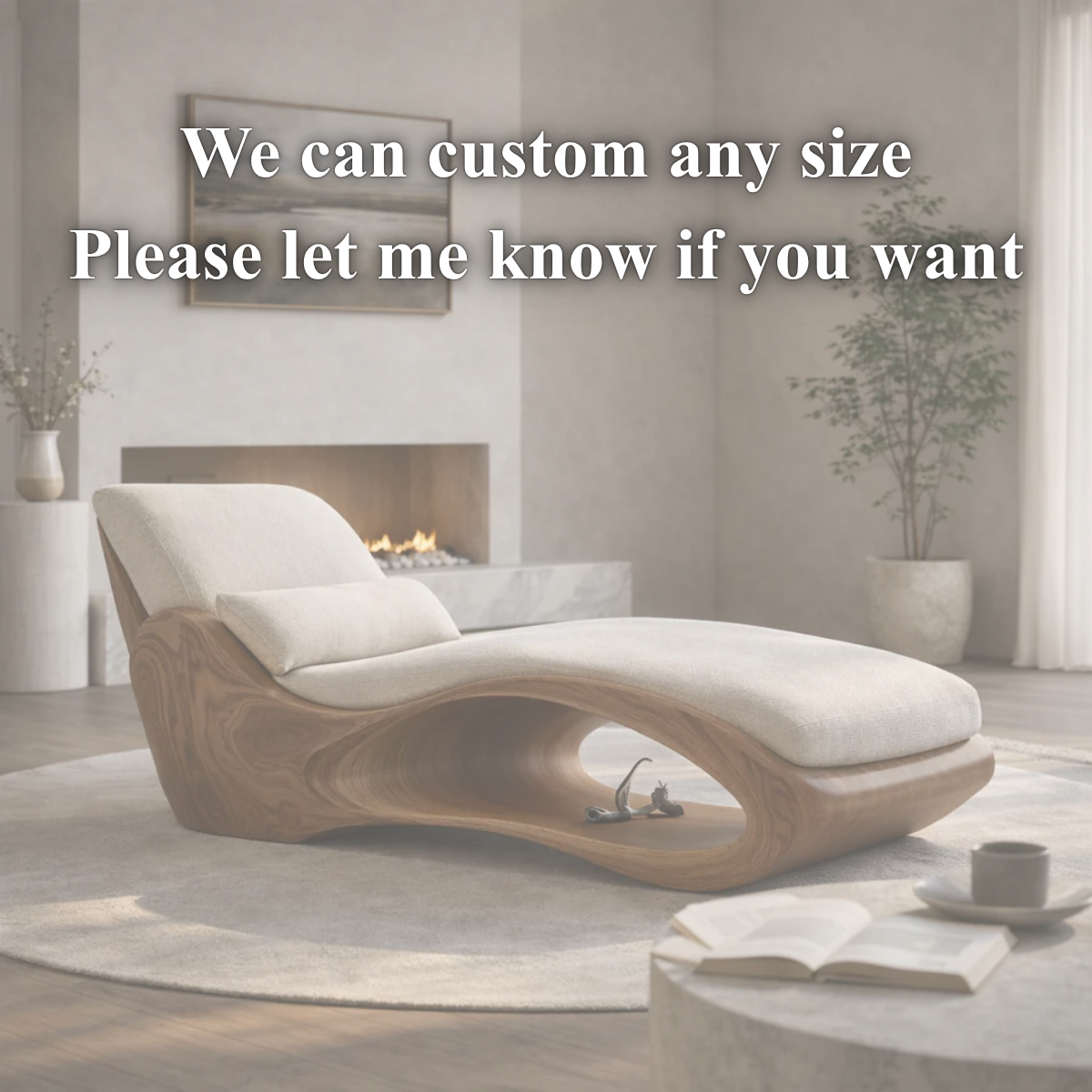 Chaise Lounge Daybed – Sculptural Solid Wood Chair for Luxury Living Room