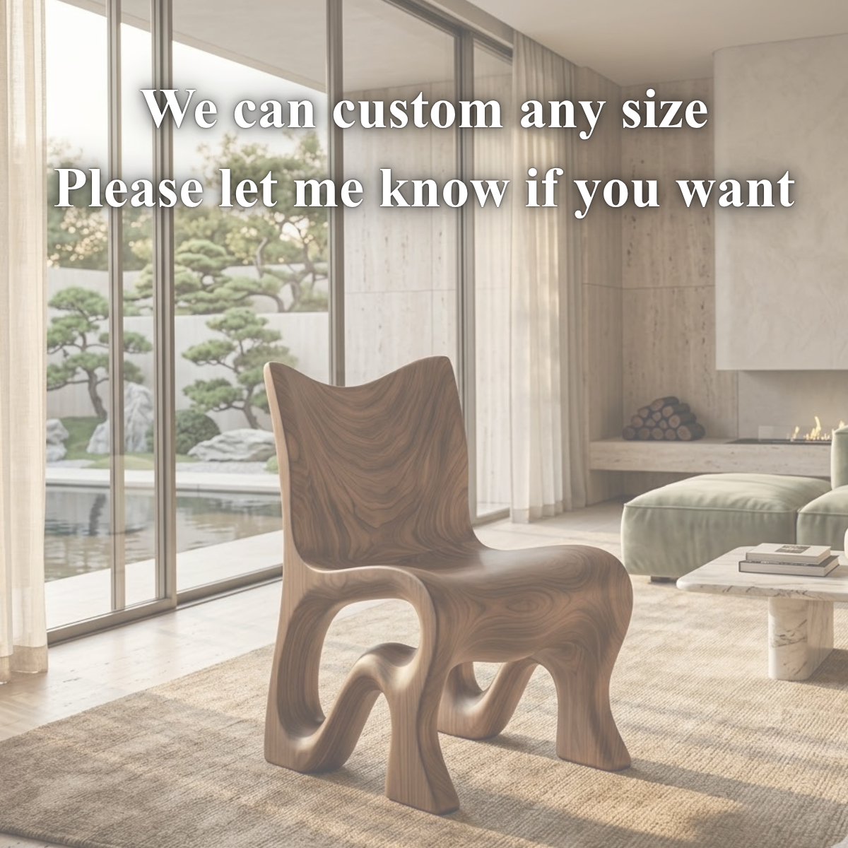 Sculptural Accent Chair – Solid Wood Lounge Chair for Modern Living Room