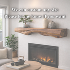 Live Edge Mantel Shelf – Rustic Solid Wood Floating Fireplace Shelf