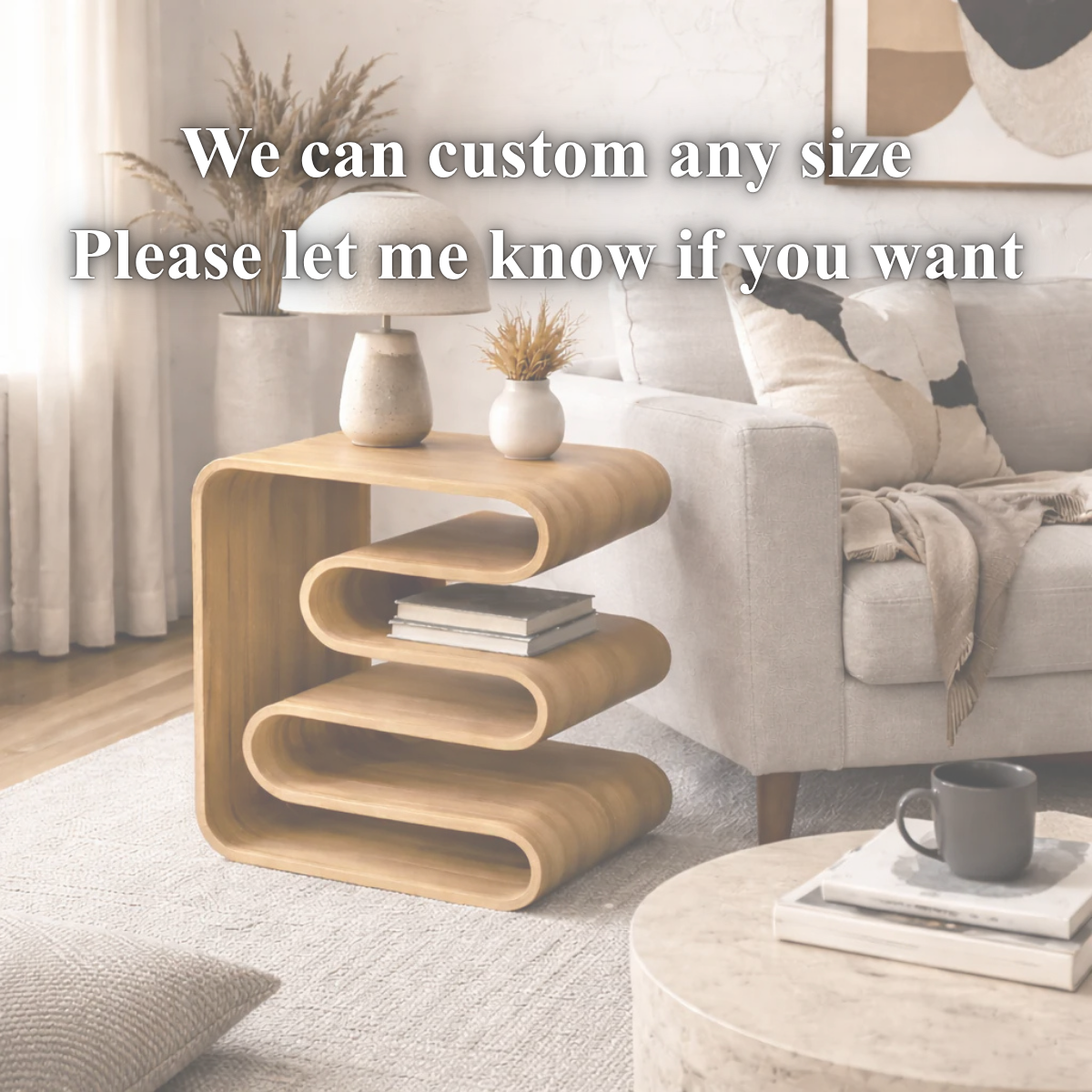 Sculptural Side Table – Solid Wood Table for Living Room and Bedroom