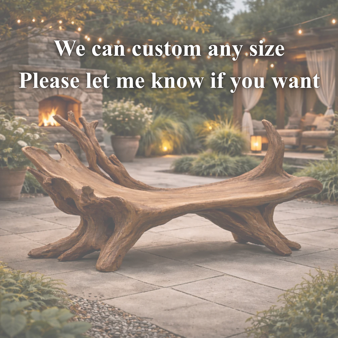 Tree Root Outdoor Bench – Solid Wood Rustic Bench for Patio and Garden Decor