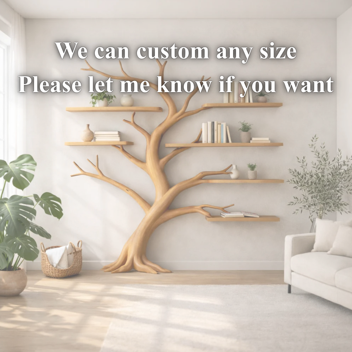 Tree Wall Shelf – Solid Wood Sculptural Shelf for Living Room Decor