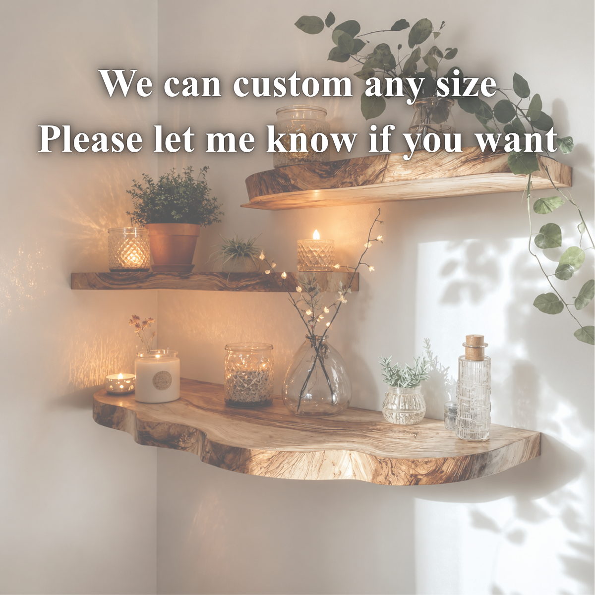 Live Edge Floating Shelves – Solid Wood Wall Shelves for Home Decor