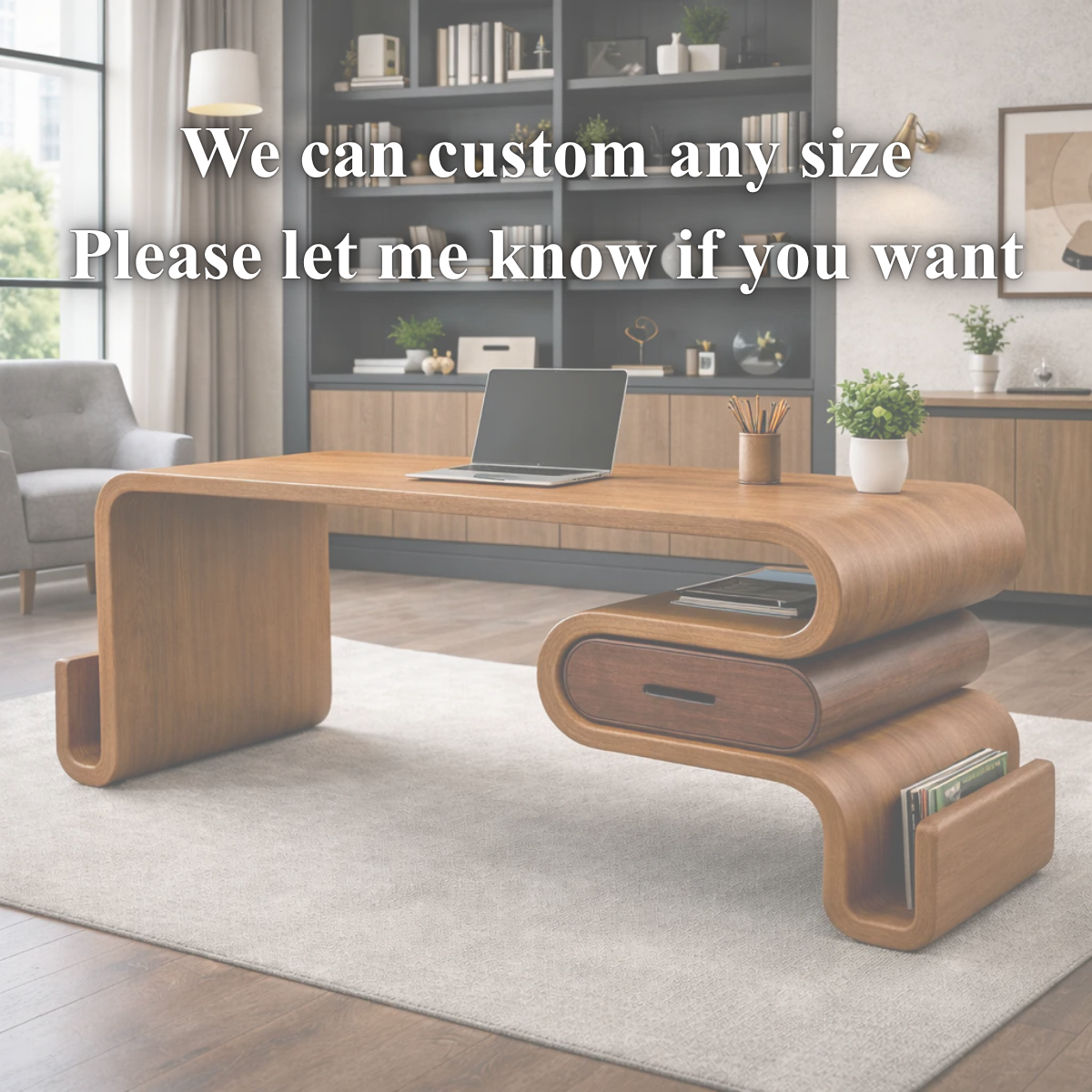 Sculptural Console Table – Handmade Solid Wood Table for Modern Storage