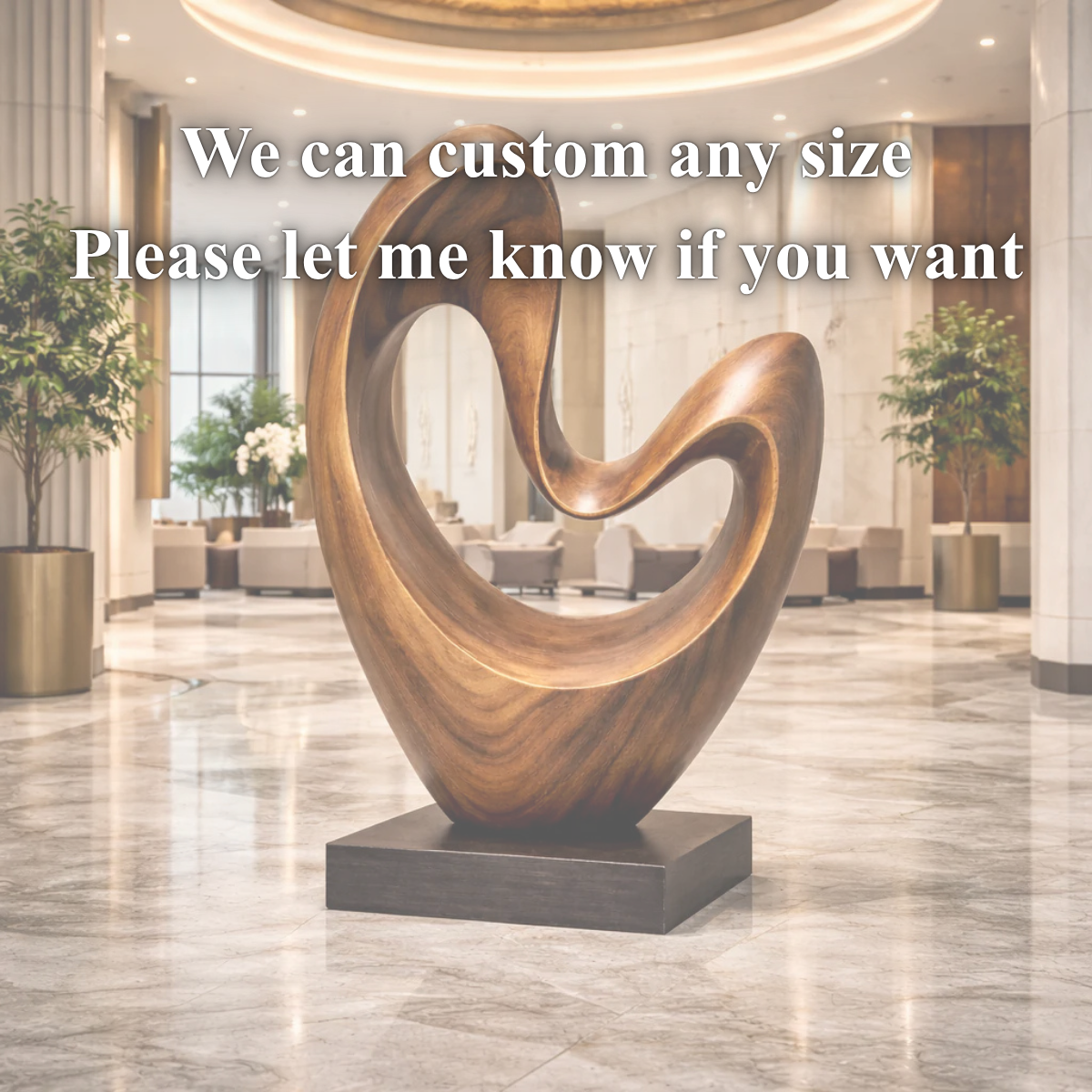 Abstract Wooden Statue – Sculptural Art Decor for Interior and Lobby