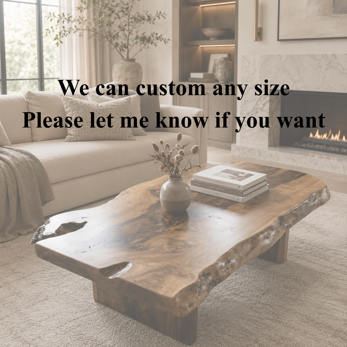 Live Edge Coffee Table – Solid Wood Rustic Table for Living Room