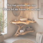 Tree Root Bathroom Vanity Shelf – Handmade Solid Wood Floating Vanity for Organic Luxury Bathrooms