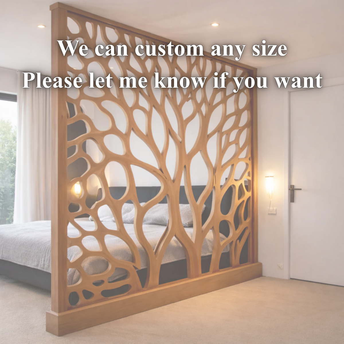 Tree Pattern Room Divider – Solid Wood Modern Panel for Living Room Decor